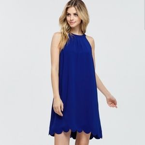 Papermoon Royal Blue Scallop-Hem Halter Dress